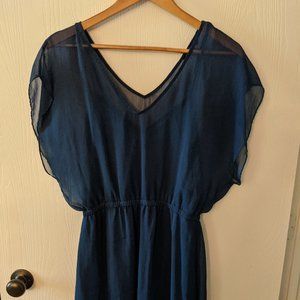 Dark blue sheer layered dress